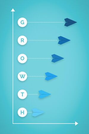 Growth and Progress Chart With Paper Plane. Business Metaphor.の写真素材