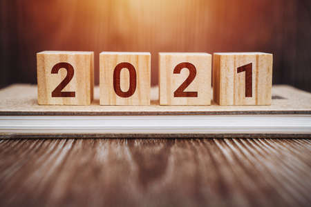 2021 on Wooden Block. New Year Concept.の写真素材