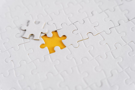 Almost Complete Jigsaw Puzzle with One Missing Pieceの写真素材