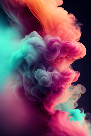 A colorful abstract smoke cloud background created using generative AI technology.の素材