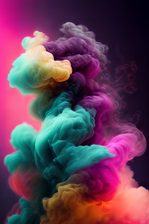 A colorful abstract smoke cloud background created using generative AI technology.の素材