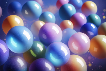 Bunch of Colorful Balls Floating in the Air. Created with Generative AI.の素材