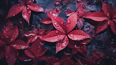 The unique beauty of autumn foliage and flowers in color shades of rustic wine red, burnt orange and faded pastel pink tones to fall in love with every season.の素材