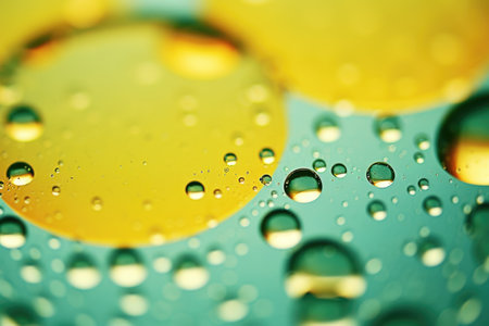 Water drops on colorful background. Abstract macro shot with shallow depth of field.の素材