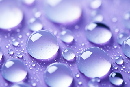 Water drops on a purple background. Shallow depth of field.の素材