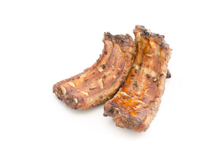 Grilled pork ribs isolated on white の写真素材