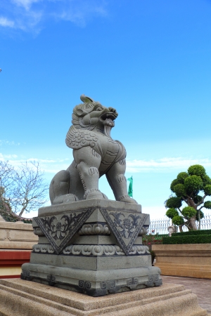 Chinese lion statues in Chinese temple at Pattaya ,Thailandの写真素材