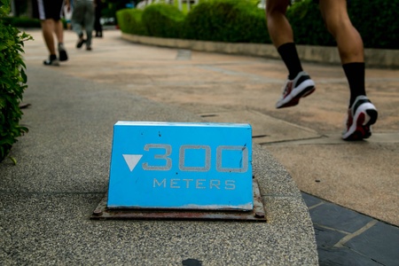 blue running signの写真素材