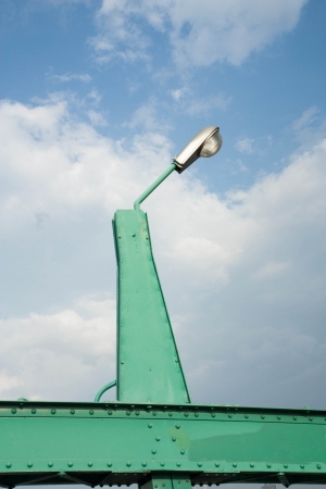 Blue sky with iron bridgeの写真素材