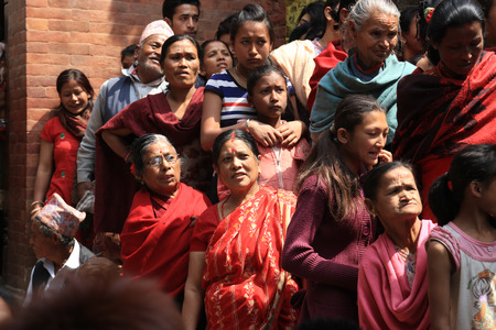 Kathmandu, Nepal - Nepalese people and foreign tourist in Nepal New Year festival on April 18, 2014のeditorial素材