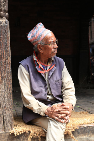 Kathmandu, Nepal - Nepalese people in Bhakdapur on April 18, 2014のeditorial素材