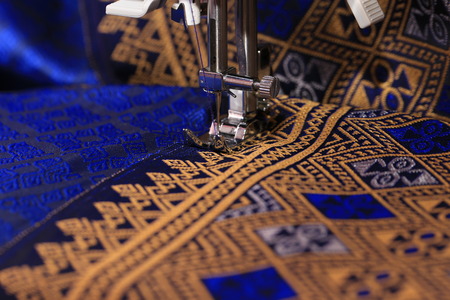 Sewing Thai cloth by sewing machine