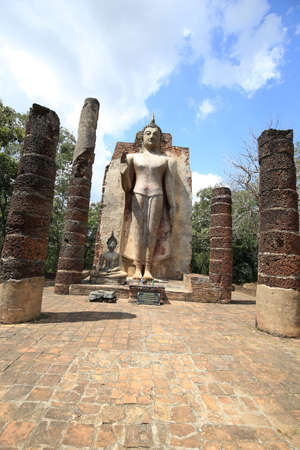 Ancient temple historical national park at Sukhothai, Thailand in 2018. Unesco world heritage for historical old placeのeditorial素材