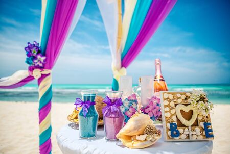Accessory kit for caribbean wedding sand ceremony.の写真素材