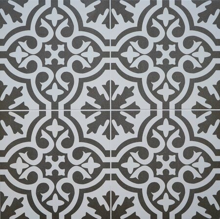 tiles with a floral geometric pattern, square shape