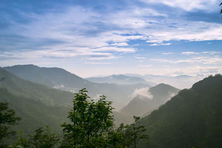 The level of the Himalayan border with the cloudy sky.