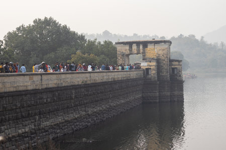 Topchachi, dhanbad, Jharkhand, india - January 1st 2023: Tourist gather at Topchachi lake to enjoy new yearのeditorial素材