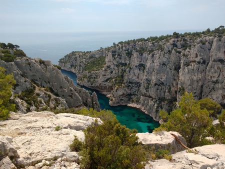 Calanques D'En Vau Bay, Calanques National Park near Cassis fishing village, Provence, South France, Europeの写真素材