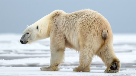 Polar bear in icy and snowy Arctic.の素材