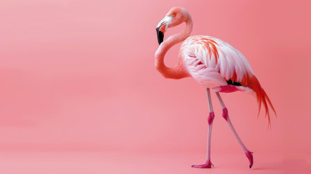 Flamingo isolated on pink background. Wildlife concept.の素材