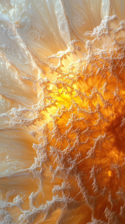 Solar prominence, solar flare and magnetic storms close-up. Plasma flash on star surface. The sun abstract background.の素材