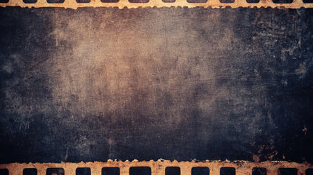 Old film strip texture. Isolated vintage analog cinema empty frame with scratches.の素材
