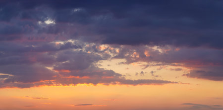 colorful clouds in the sky just after sunsetの写真素材