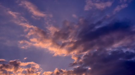 colorful clouds in the sky just after sunsetの写真素材