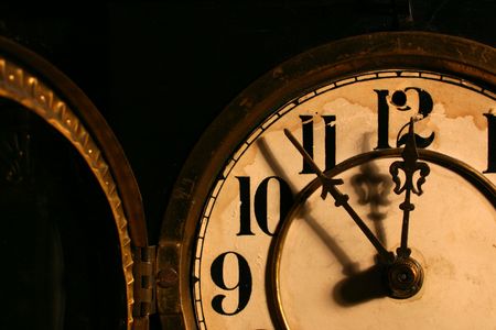 closeup of antique clock face