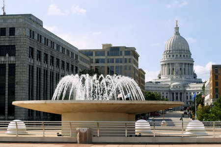 Capitol at Madison Wisconsin standing on rooftop of Monona Terraceの写真素材