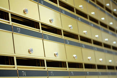 A wall of Letter boxes for an apartmentの写真素材
