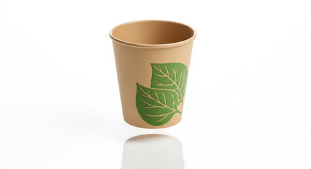 Showcase your branding on this compostable paper coffee cup, perfect for cafes and eco-conscious businesses.の素材