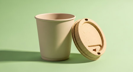 Capture the essence of sustainable coffee culture with this realistic mockup of a paper cup.の素材