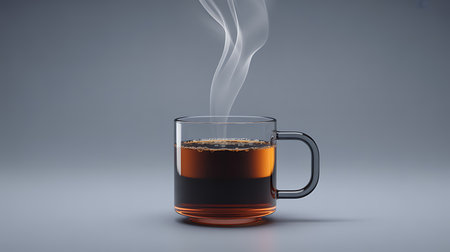 Warming hot drink with delicate steam rising, cozy comfort.の素材