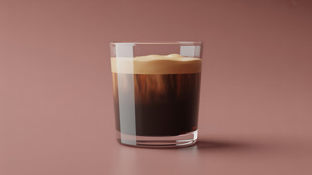 Coffee with creamy foam in glass, ready to invigorate your dayの素材