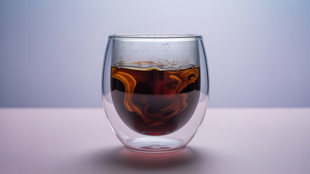 Dynamic swirls of milk mixing into a rich dark hot beverage.の素材