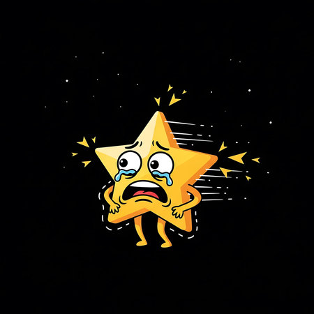A star character is crying, alone and sad. Emphasizes emotions, mental health and crisis. Use for social media, articles, and more.の素材