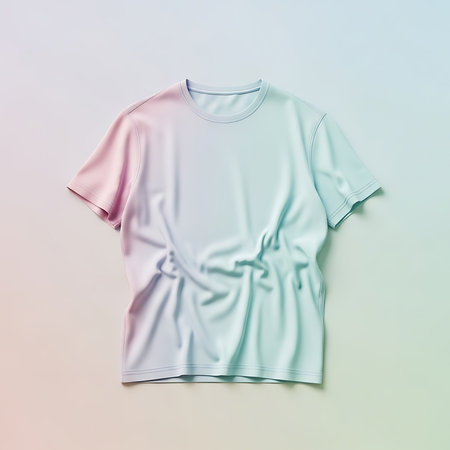 Blank t-shirt with pastel gradient background, flat layの素材