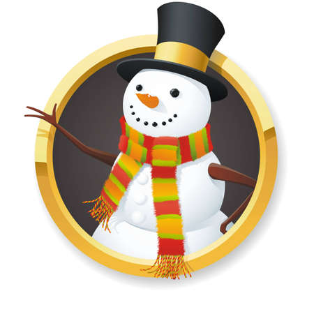 A fully scalable vector illustration of Snowman on white backgroundのイラスト素材