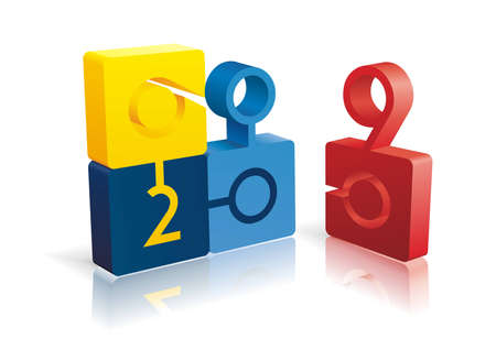 A fully scalable vector illustration of puzzle 2009 on white backgroundのイラスト素材