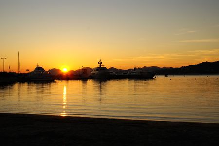 Sunset in French Riviera (City of Juan-les-pins)                の写真素材