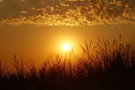 Sunset over the ocean in the west of France (Lacanau)の写真素材