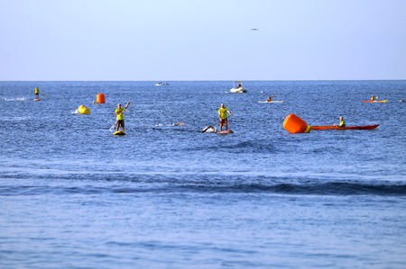 NICE - JULY 27, 2017: IRONMAN Nice 2017. 3,8 km swim in the Mediterranean Sea.のeditorial素材