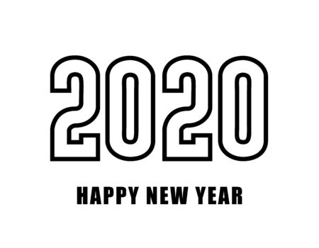 2020 Happy New Year greeting card.  numbers 2020 and text on light background.