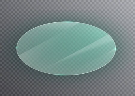 Transparent round circle. See through element on checkered background.Glass plate mock up.のイラスト素材