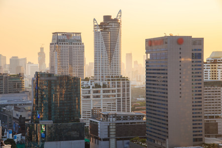 Bangkok Cityscape, Business district with high building at sunset time (Bangkok, Thailand)