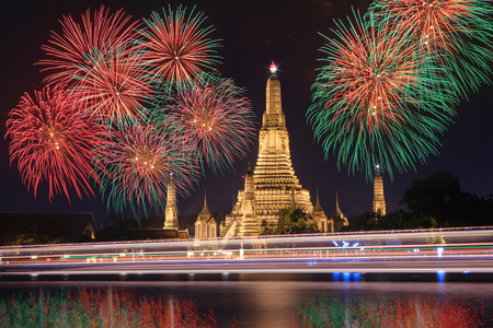 Wat arun under new year celebration time, Thailandの写真素材