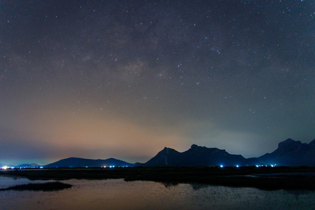 Milky Way at Sam Roi Yot, Prachuap Khirikhan Province , Thailandの写真素材