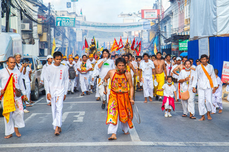 PHUKET, THAILAND - SEPTEMBER 28: Phuket Vegetarian Festival in Phuket Town, Phuket, Thailand on the 28th September, 2014のeditorial素材