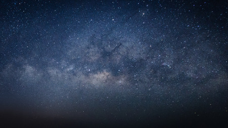 Milky way galaxy with stars and space dust in the universe, Long exposure photograph,with grainの写真素材